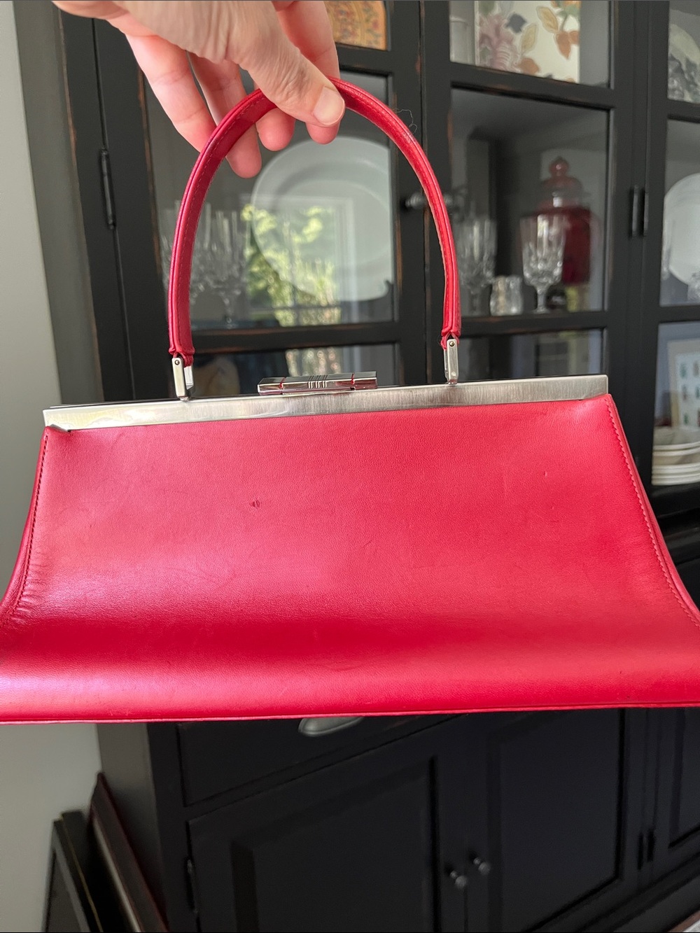 Vintage Burberry Red Top-Handle Women's Bag - Picture 10 of 13